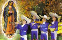 image of Cantares de Mexico w/4 mariachi musicians image of Mariachi Cantares de Mexico w/4 musicians & image of Saint Guadalupe